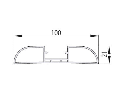 Bumper for wall protection made from PVC 100mm wide x 21mm deep with hidden fixings with a separate cover cap. In 4M lengths made up from ref MPM WP 100 & MPM WPC. Bumper finished in grey, cover cap finished in blue. Suitable for chiller coldstore or cle