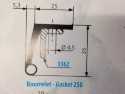 Gasket, Floor, Fermod No 250, (in 2 metre lengths, 1 unit = 1 metre)