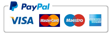 We accept PayPal, Visa, Mastercard, Maestro, American Express